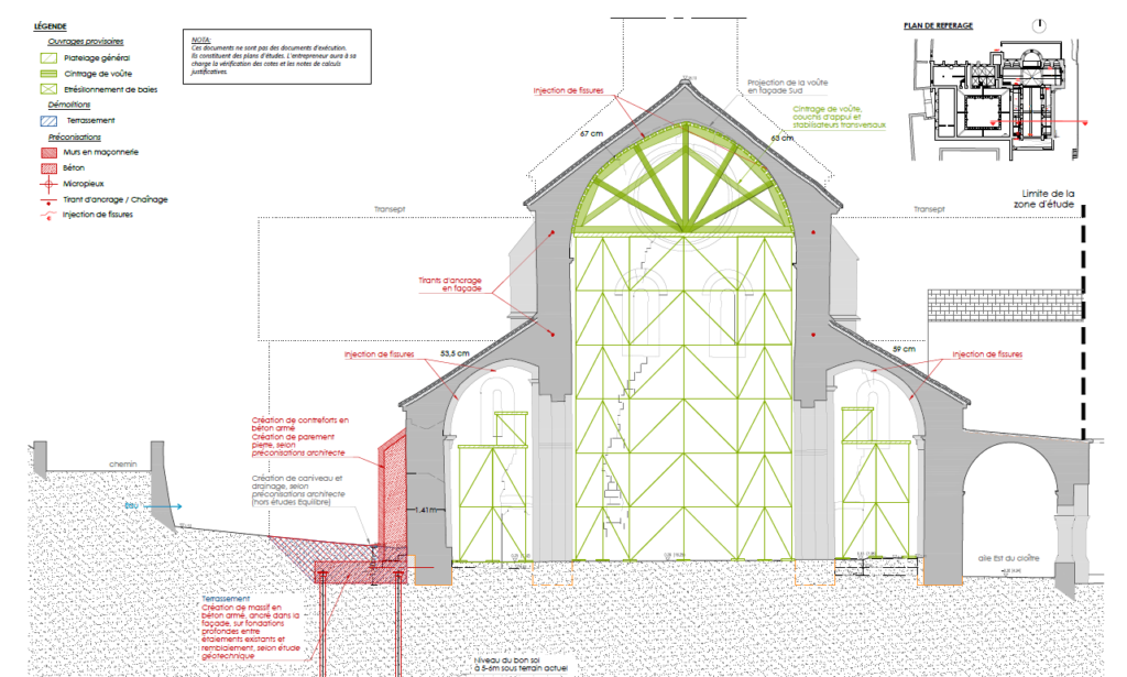 ©EQUILIBRE - Projet de renforcement de la nef de l'Abbaye de Sénanque, coupe DWG